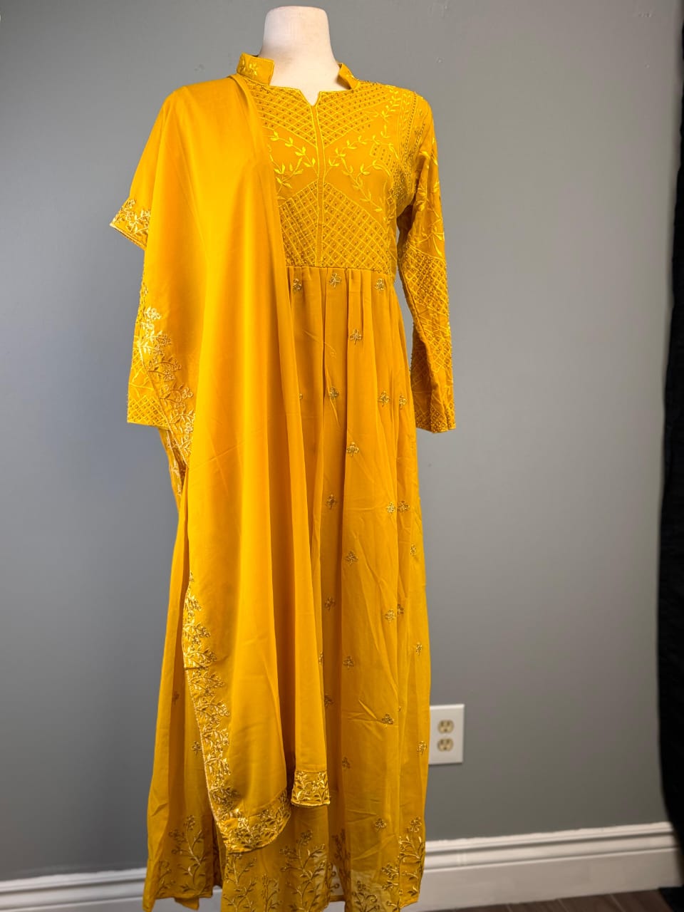 Radiant Mustard Yellow Anarkali Suit with Dupatta