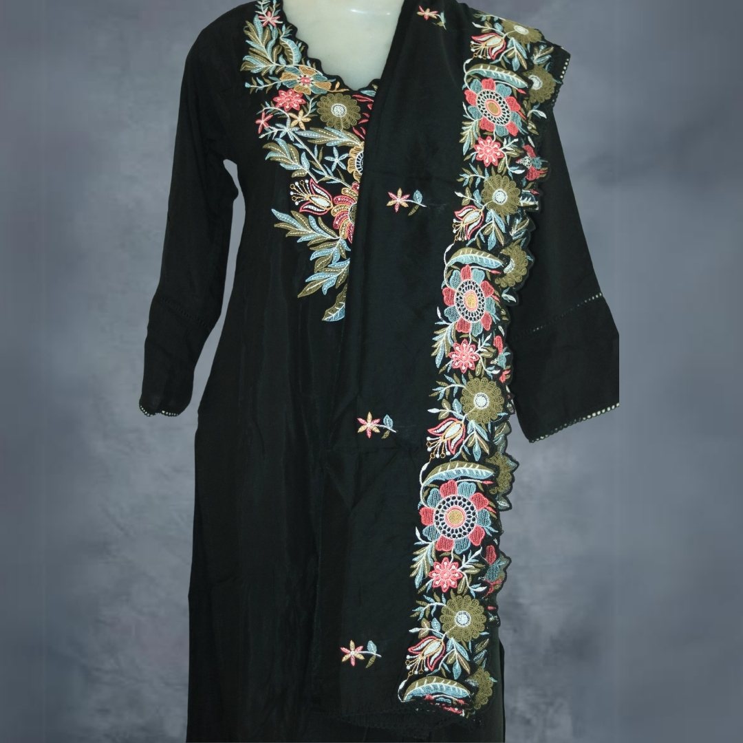 Bold Black Salwar Suit with Exquisite Embellishments!