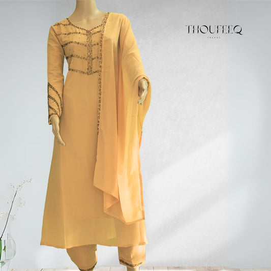 Three Piece Anarkali with Intricate Embellishments