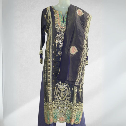 Dazzling Purple Party Wear Salwar Suit with Elegant Dupatta and Intricate Accents!