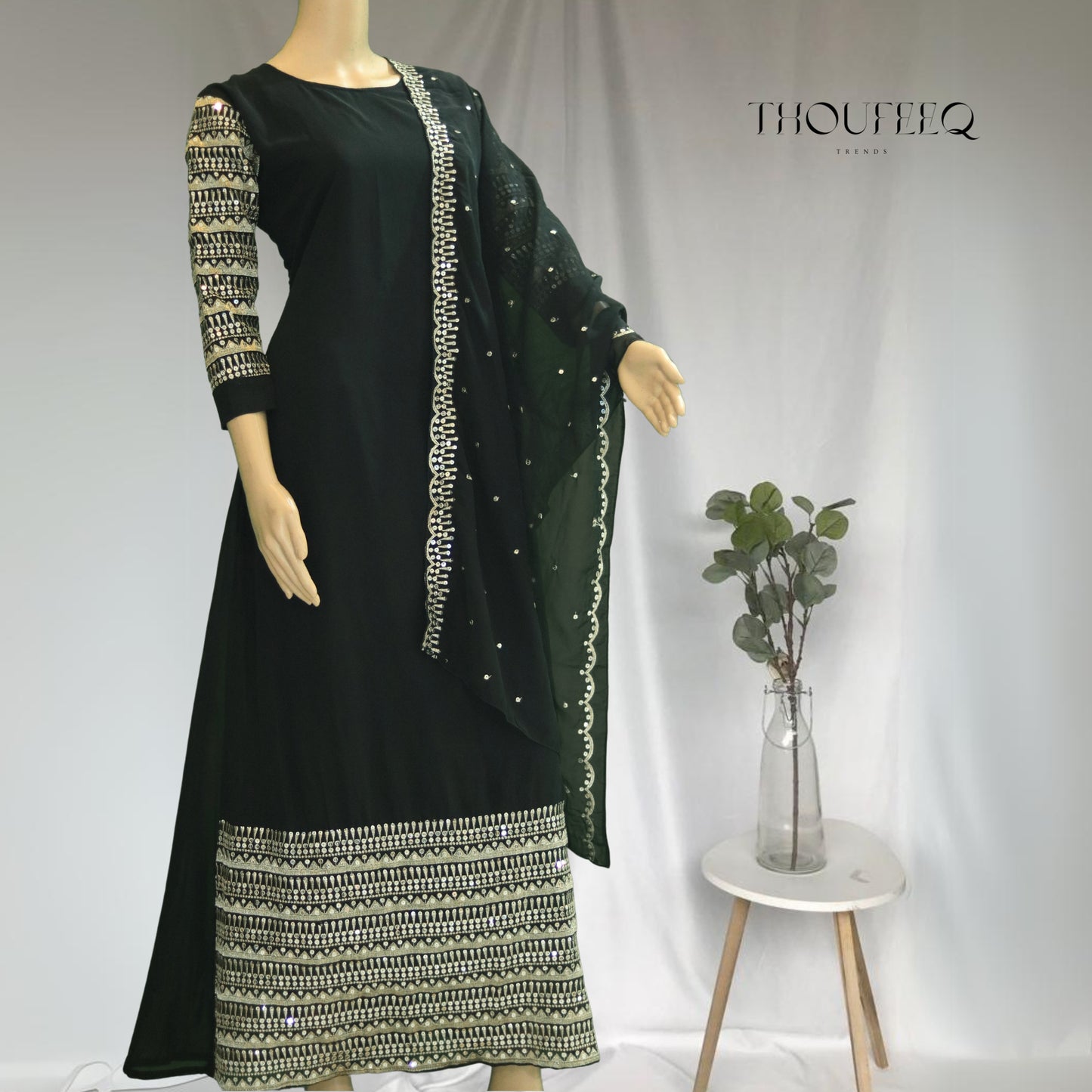 Exquisite Black Embroidered Salwar Suit for women