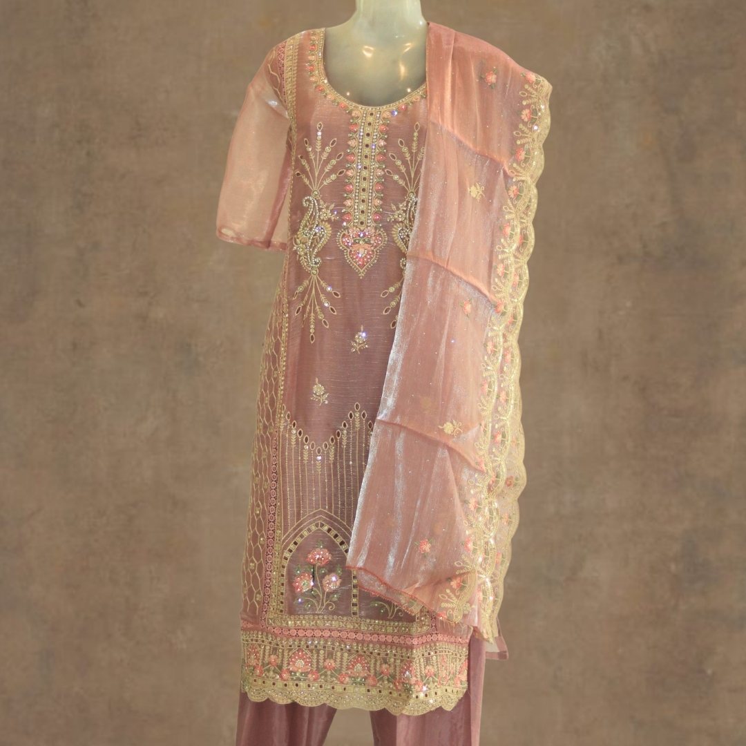 Elegant Pastel Pink Salwar Suit with Intricate Embroidery