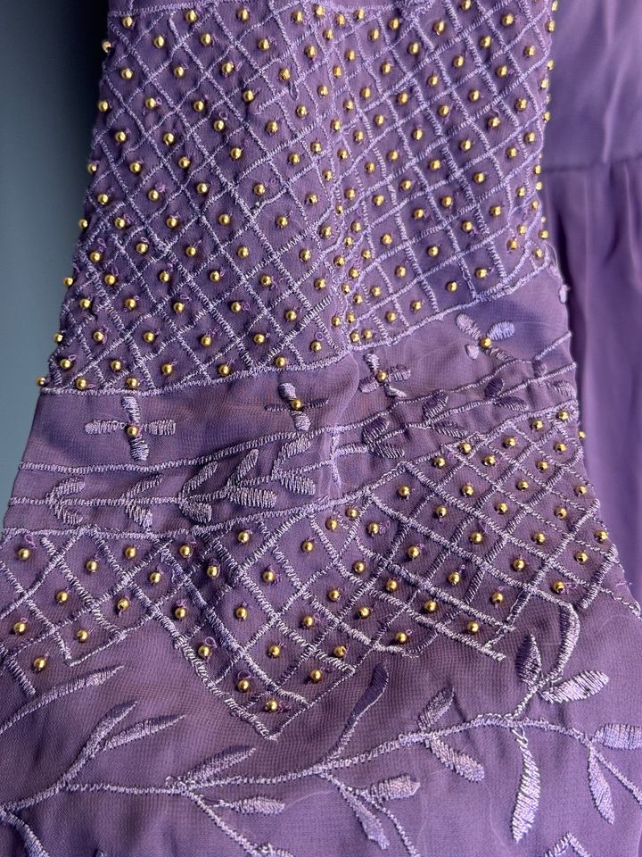 Aesthetic Purple Anarkali Suit with Thread Works