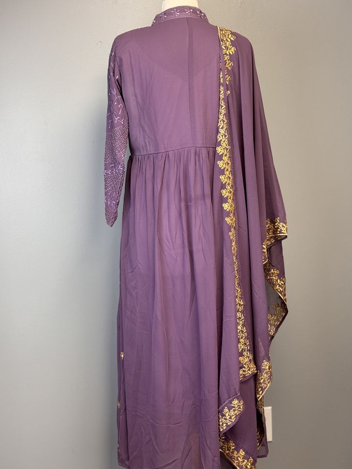 Aesthetic Purple Anarkali Suit with Thread Works