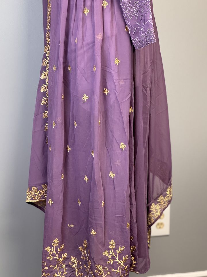 Aesthetic Purple Anarkali Suit with Thread Works