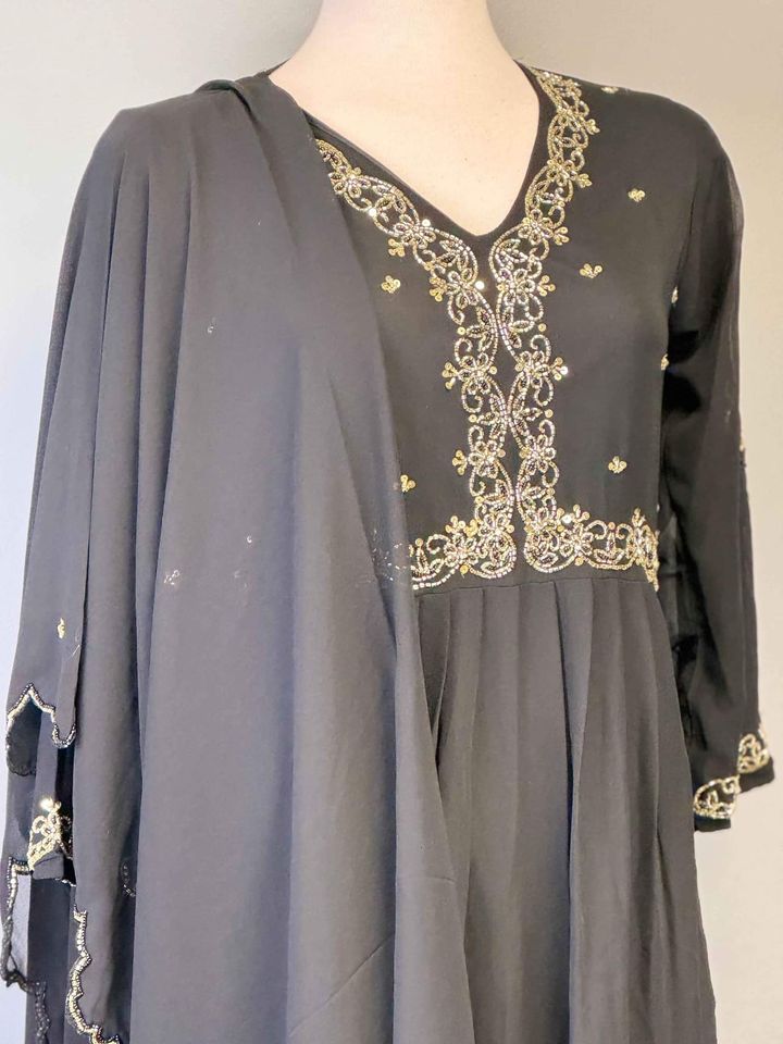 Black Beaded Salwar Suit with Elegant Dupatta