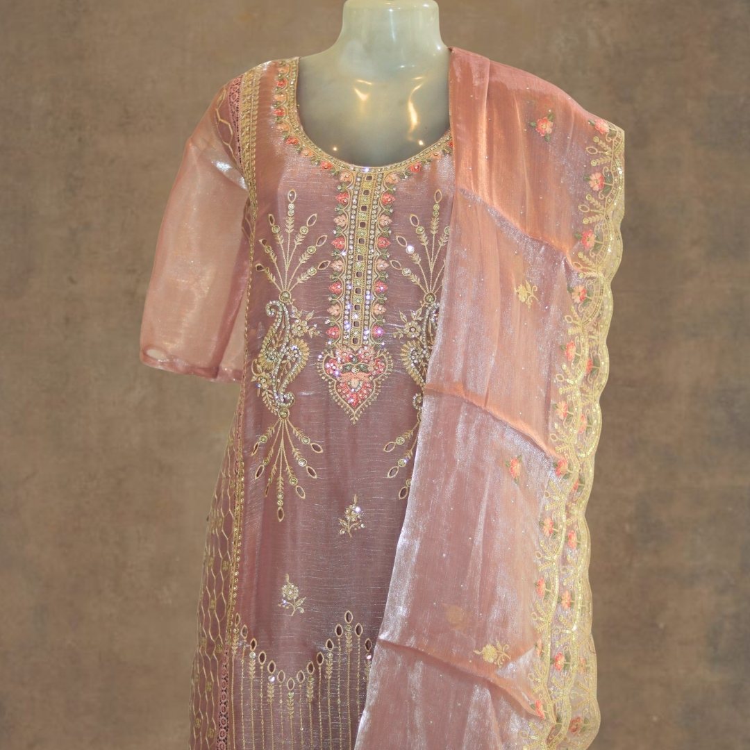 Elegant Pastel Pink Salwar Suit with Intricate Embroidery