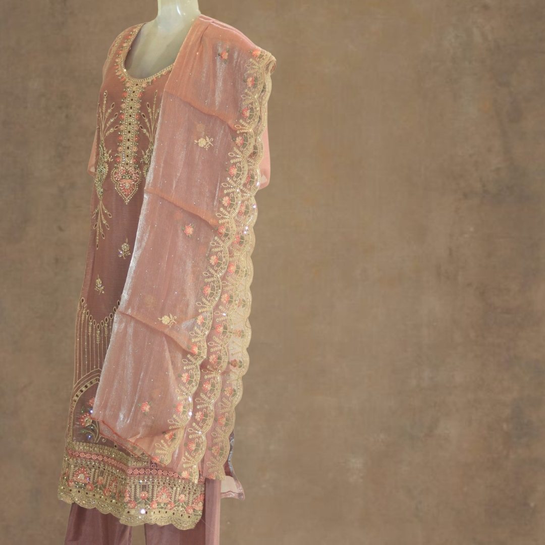 Elegant Pastel Pink Salwar Suit with Intricate Embroidery