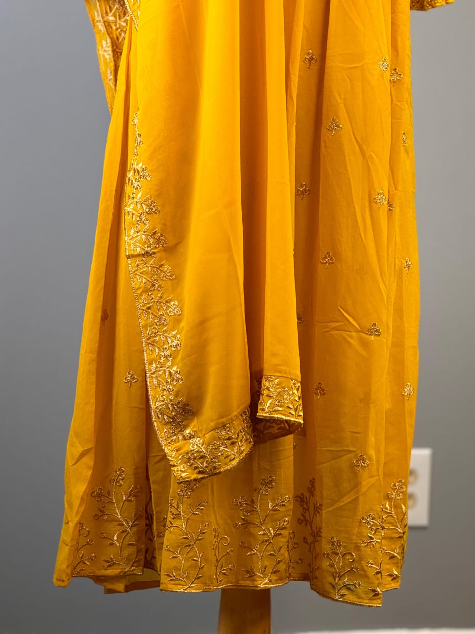 Radiant Mustard Yellow Anarkali Suit with Handcrafted Embroidery