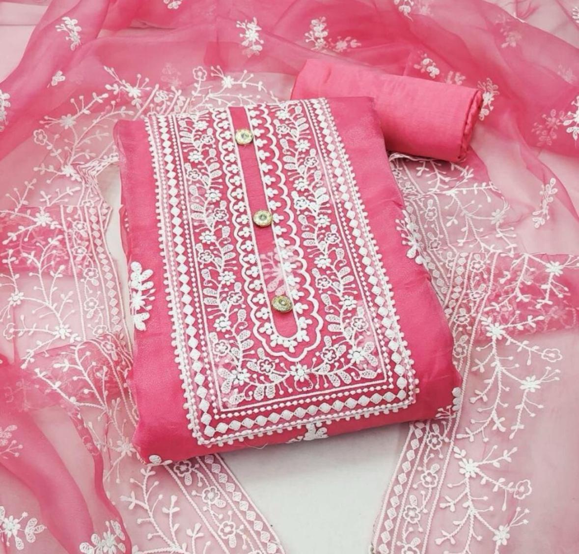 Radiant Pink Unstitched Salwar Suit