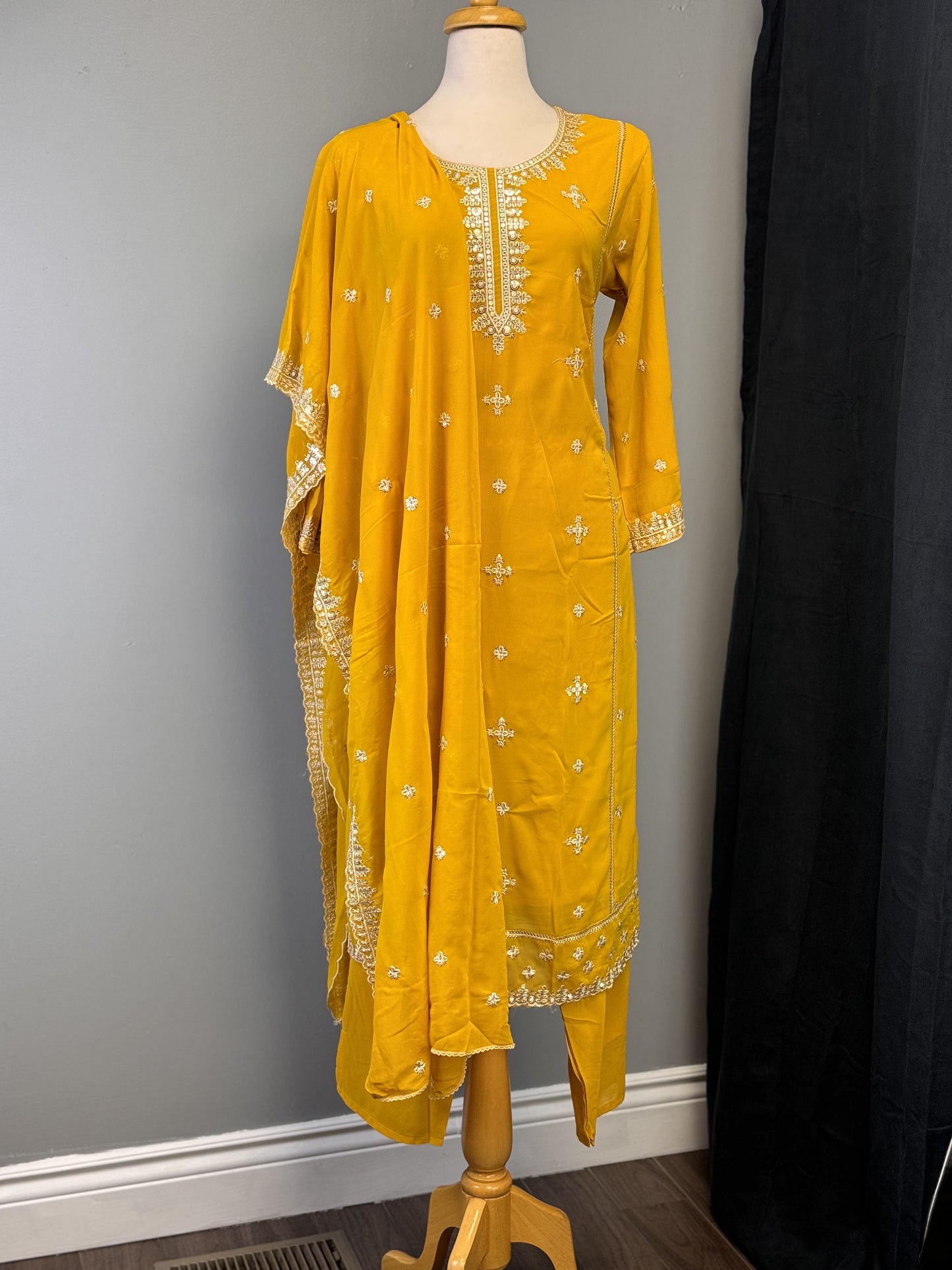 Beaming Yellow Salwar Suit Adorned with Sequins and Ethereal Dupatta