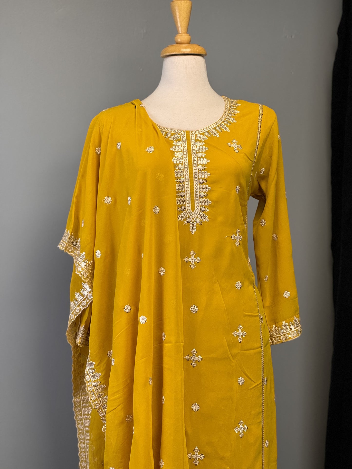 Beaming Yellow Salwar Suit Adorned with Sequins and Ethereal Dupatta