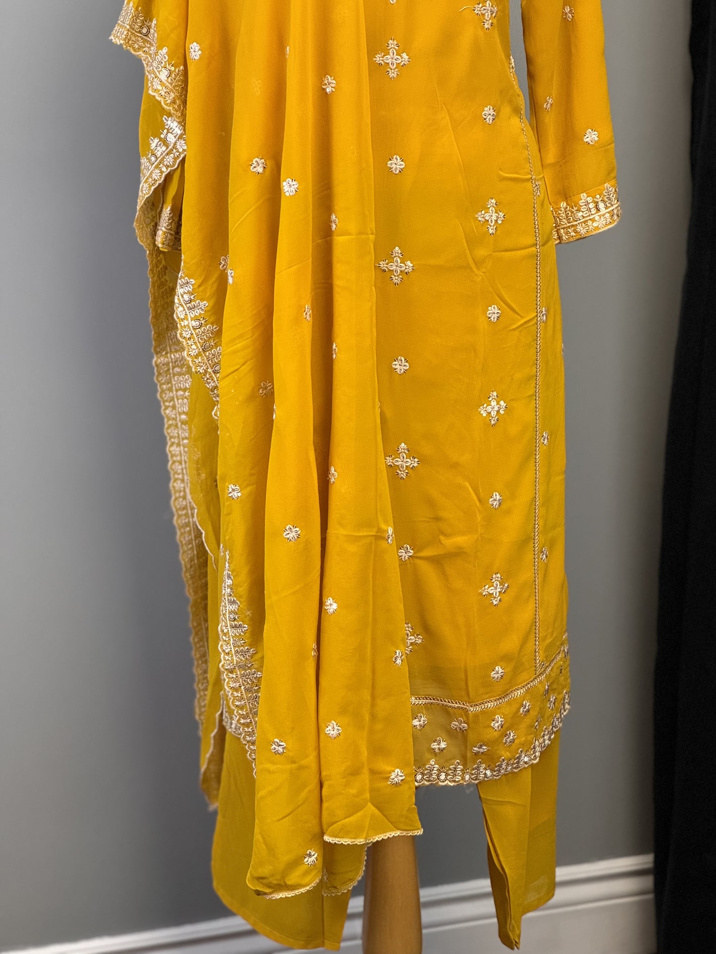 Beaming Yellow Salwar Suit Adorned with Sequins and Ethereal Dupatta