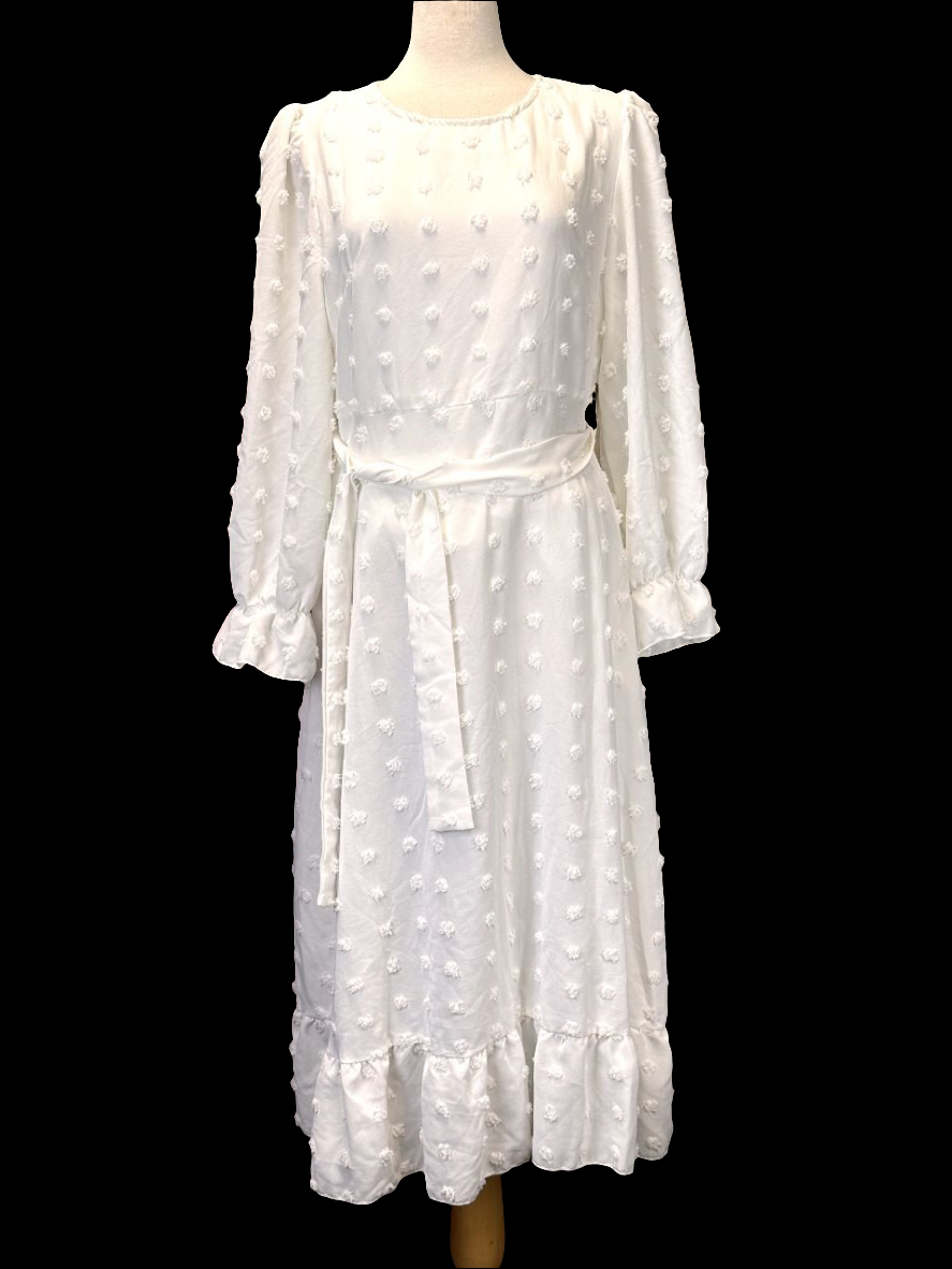 Timeless White A-Line Dress Styled with a Waist Belt